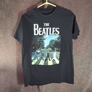 The Beatles Abbey Road Album Cover Black Graphic Band Tee VG M